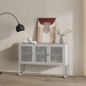 Buffet Sund avec 3 portes acier gris [en.casa] - premiumXL