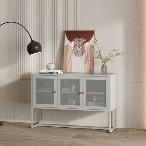Buffet Sund avec 3 portes acier gris [en.casa] - premiumXL