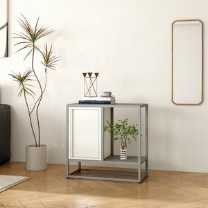 Credenza Burlöv acciaio 70x72x35 cm grigio/bianco [en.casa] - premiumXL