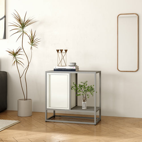 Credenza Burlöv acciaio 70x72x35 cm grigio/bianco [en.casa] - premiumXL