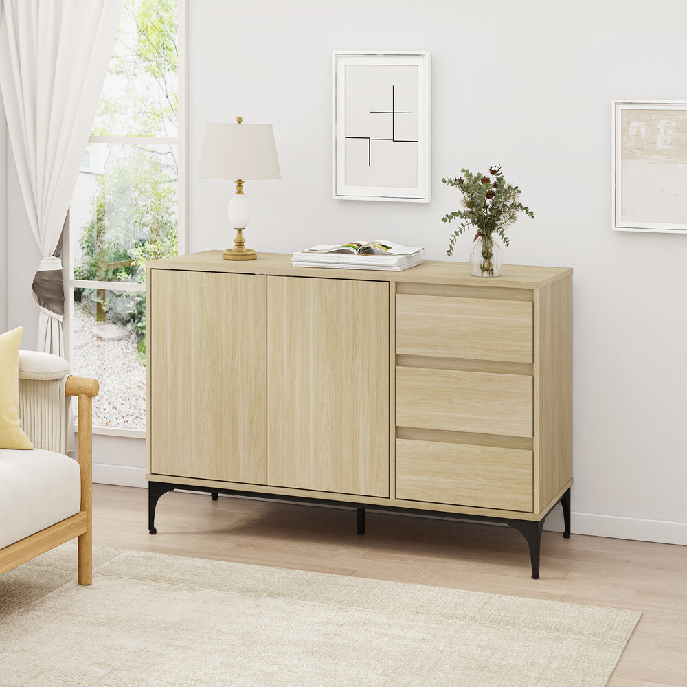 Credenza Bassa Kistiandi a 2 Ante e 3 Cassetti 77 x 120 x 40 cm [en.casa]