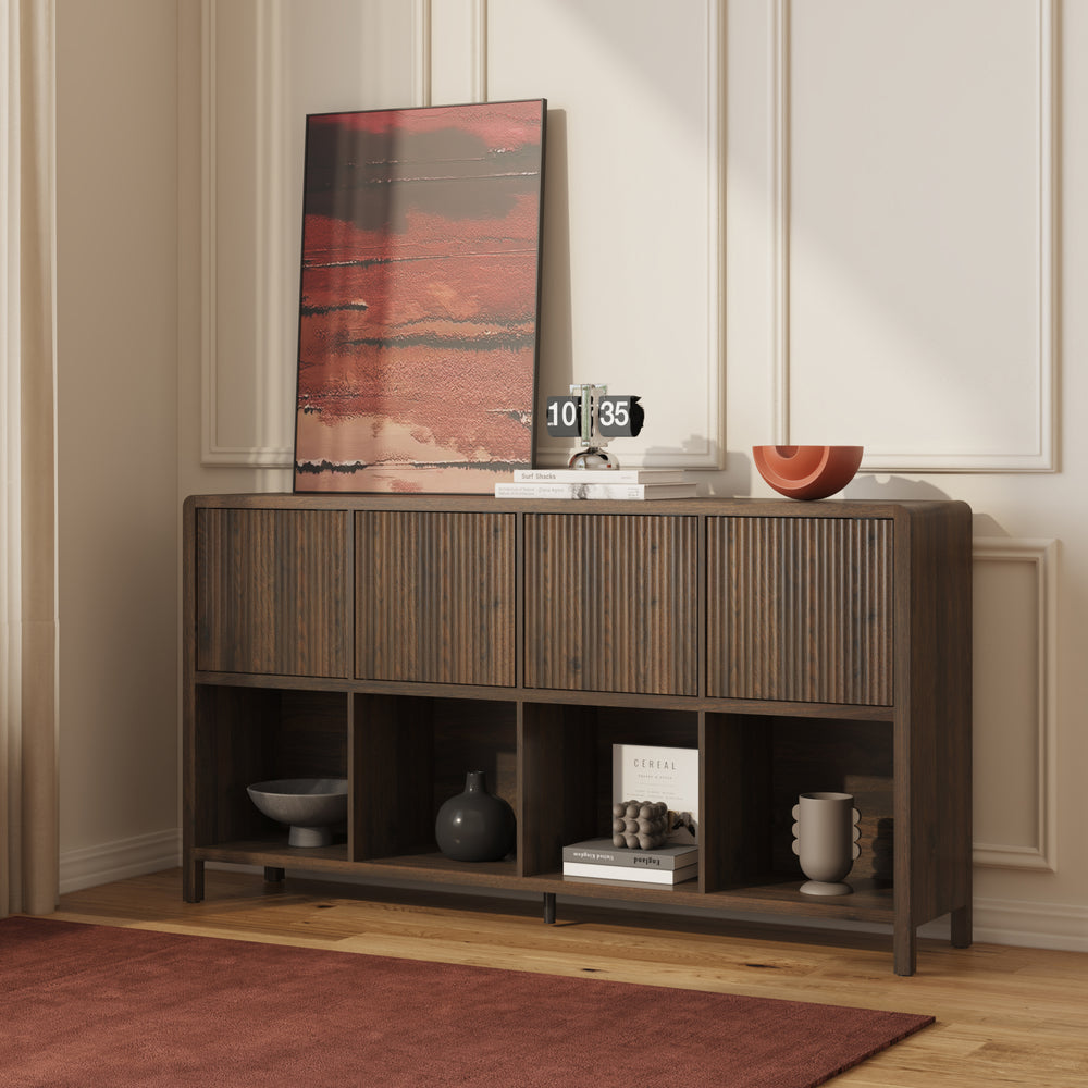 Credenza Bassa Lukkodso con Ante e Scomparti Aperti [en.casa]