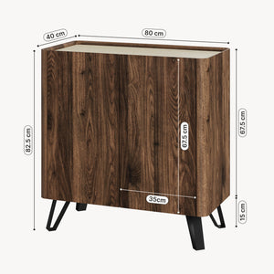 Credenza Trorlon a 2 Ante Mobile Contenitore 83x80x40 cm - Effetto Noce/Travertino [en.casa]
