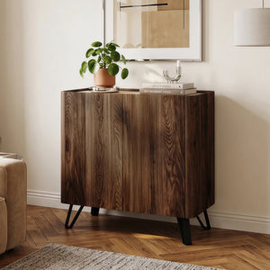 Credenza Trorlon a 2 Ante Mobile Contenitore 83x80x40 cm - Effetto Noce/Travertino [en.casa]