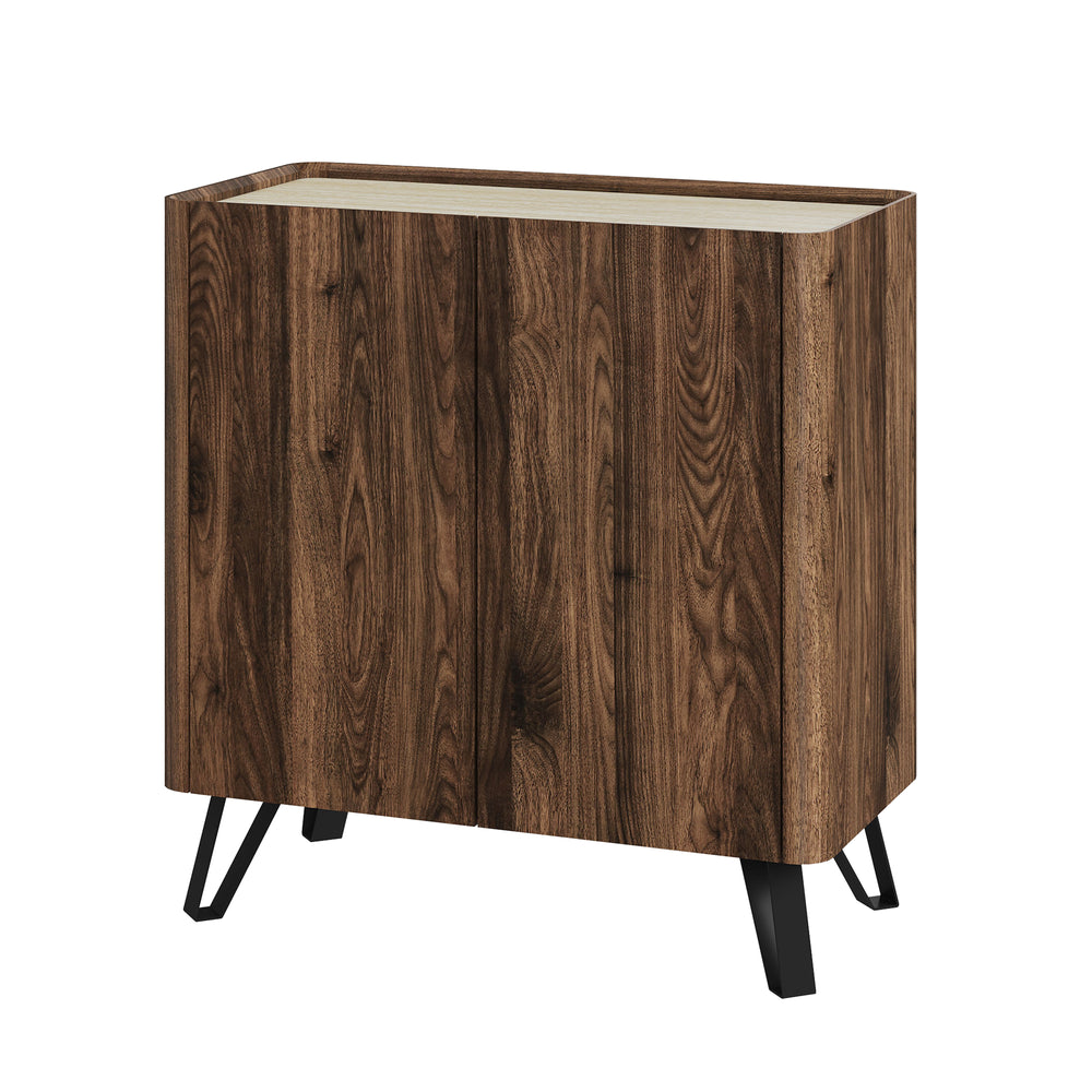 Commode Trorlon 83 x 80 x 40 cm effet noyer / travertin [en.casa]