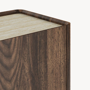 Madia Trorlon a 4 Ante Credenza Buffet 160 x 40 x 83 cm - Effetto Noce/Travertino [en.casa]