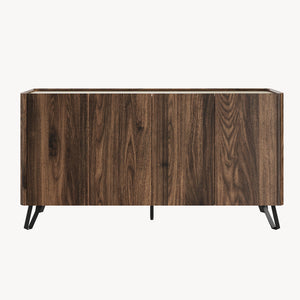 Madia Trorlon a 4 Ante Credenza Buffet 160 x 40 x 83 cm - Effetto Noce/Travertino [en.casa]