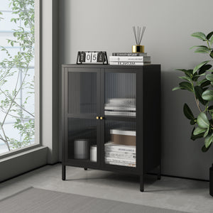 Credenza Säkylä Comò con Ante in Vetro Scanalato [en.casa]