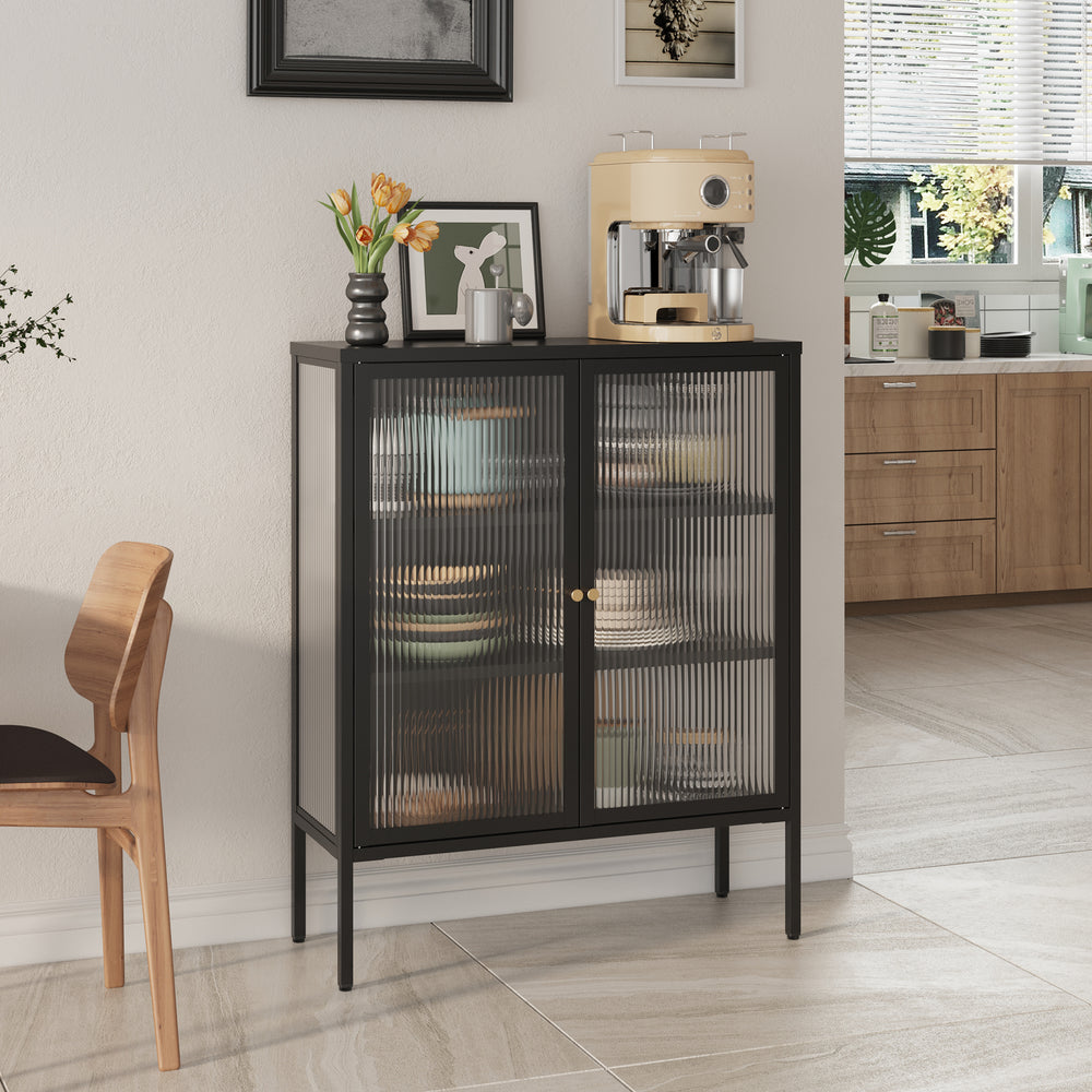 Buffet Vinterhavn acier noir [en.casa] 