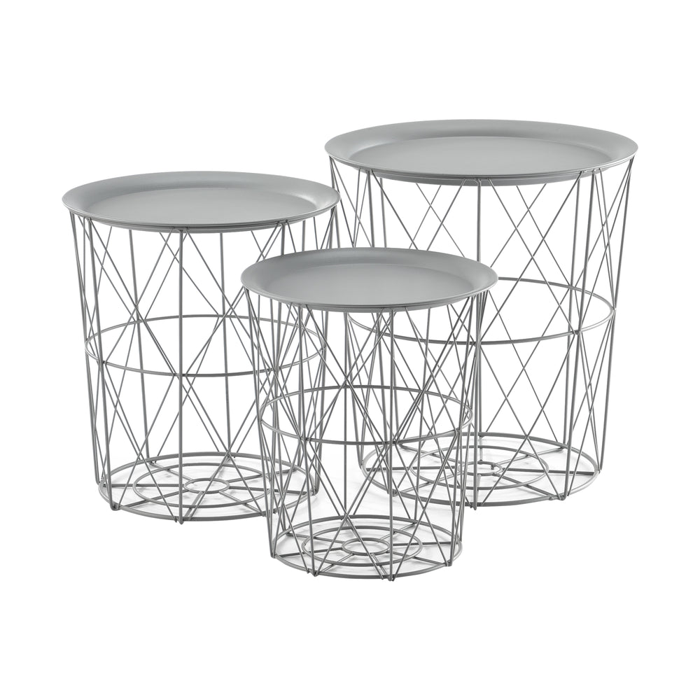 Lot de 3 tables d’appoint paniers en métal Worcester en.casa - premiumXL