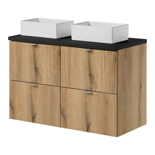 Mobile Pensile Sottolavabo Newport con Cassetti e Lavabo Rettangolare Bianco [en.casa]

