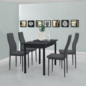 Set da Sala da Pranzo Tavolo con 4 Sedie Gambe in Acciaio Rivestimento in Similpelle [en.casa]