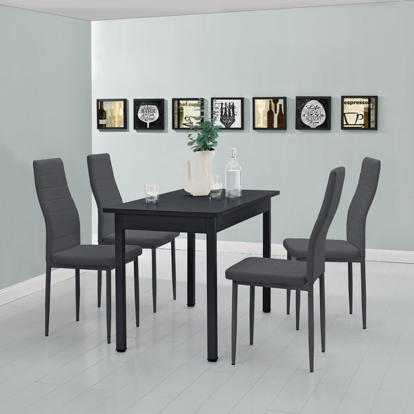 Set da Sala da Pranzo Tavolo con 4 Sedie Gambe in Acciaio Rivestimento in Similpelle [en.casa]