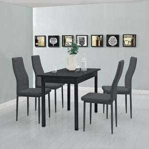 Set da Sala da Pranzo Tavolo con 4 Sedie Gambe in Acciaio Rivestimento in Similpelle [en.casa]