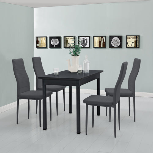 Set da Sala da Pranzo Tavolo con 4 Sedie Gambe in Acciaio Rivestimento in Similpelle [en.casa]