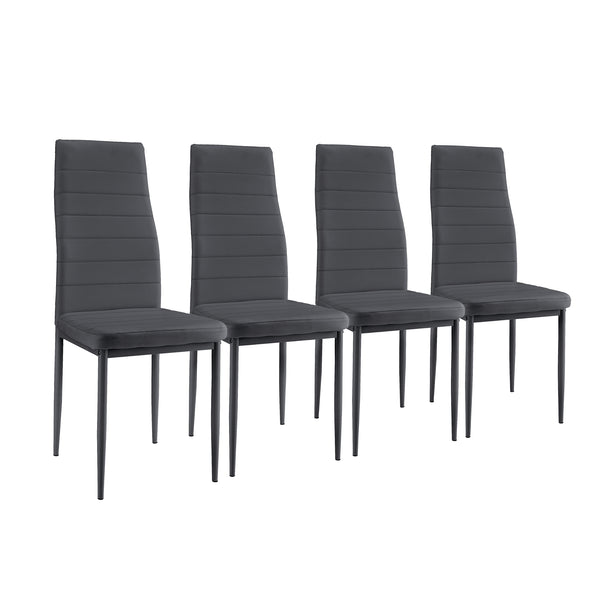 Set da Sala da Pranzo Tavolo con 4 Sedie Gambe in Acciaio Rivestimento in Similpelle [en.casa]