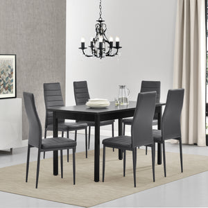 Set Sala da Pranzo Bjerkvik Tavolo 140x60 cm e 6 Sedie Imbottite Rivestimento in Similpelle [en.casa] 