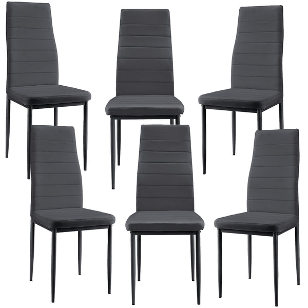 Set Sala da Pranzo Bjerkvik Tavolo 140x60 cm e 6 Sedie Imbottite Rivestimento in Similpelle [en.casa] 