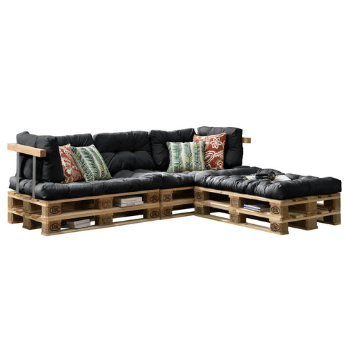 Set di Cuscini per Mobili in Pallet / Bancale EPAL Composti di 3 Cuscini di Seduta e 5 Cuscini Schienali - Impermeabili, Trapuntati, Imbottiti - Vari Colori