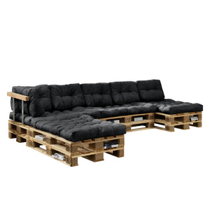 Set di Cuscini per Mobili in Pallet / Bancale EPAL Composti di 4 Cuscini di Seduta e 6 Cuscini Schienali - Impermeabili, Trapuntati, Imbottiti - Vari Colori