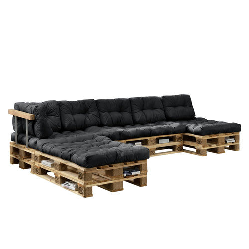 Set di Cuscini per Mobili in Pallet / Bancale EPAL Composti di 4 Cuscini di Seduta e 6 Cuscini Schienali - Impermeabili, Trapuntati, Imbottiti - Vari Colori
