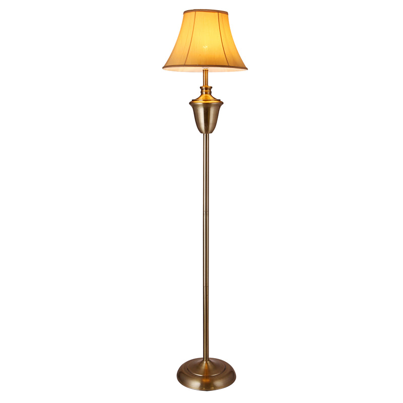 Croquis coté Lampadaire Madrid Laiton Hauteur 157 cm E27 Beige Marron Blanc [lux.pro]