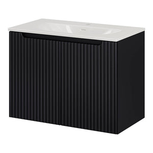 Meuble sous-vasque NEWPORT avec lavabo noir rainuré [en.casa]