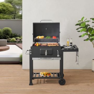 Grillwagen Arnad 105x114x47,5cm Schwarz [casa.pro]