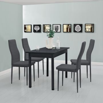 Essgruppe Jørpeland (Set, 5-tlg) 120x60 cm Dunkelgrau [en.casa]