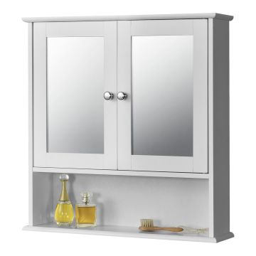 Badezimmerschrank Linz 58x56x13 cm mit Spiegel versch. Farben MDF en.casa