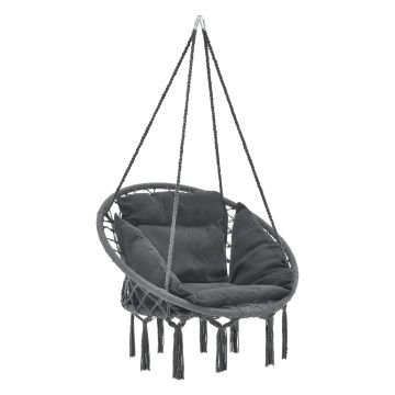 Hängesessel Kailua Max. 150 kg Indoor Outdoor mit Kissen Dunkelgrau casa.pro