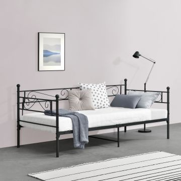 Metallbett Kerava 90x200 cm Schwarz en.casa