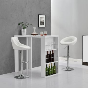 Bartisch Bonn 117 x 57 x 106,5 cm mit 3 Fächern Weiß en.casa