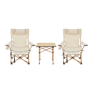 Campingmöbel Set Bellante 3-tlg. Klappbar Beige [casa.pro]