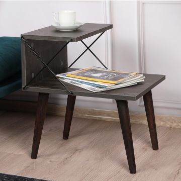 Beistelltisch Bergen 50x40x55cm Anthrazit [en.casa]