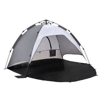 Strandmuschel Mullsjö Pop Up Strandzelt 215x135x140cm Grau [pro.tec]