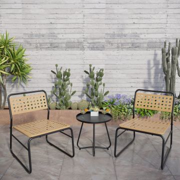 Bistroset Brienza 3-tlg. Polyrattan Beige [casa.pro]