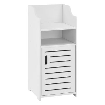 Badezimmerschrank Skara 72x32x32 cm Weiß Midischrank WPC Badkommode mit Ablage und Tür Badregal en.casa