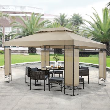 Festzelt Lanciano Pavillon 400x300x265cm Beige [en.casa]