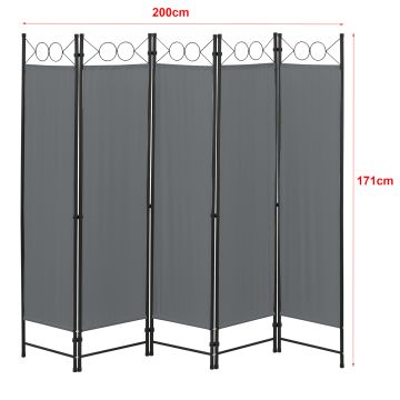 Raumteiler Saragossa 5-teilig 200x171 cm versch. Farben en.casa