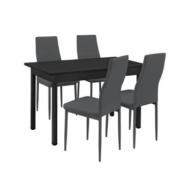 Essgruppe Jørpeland (Set, 5-tlg) 120x60 cm Dunkelgrau [en.casa]