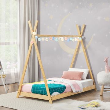 Kinderbett Tipibett Vimpeli 70x140 cm Bambus [en.casa]