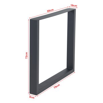 Tischgestell 2er Set Makers Stahl 72x80 cm Schwarz [en.casa]