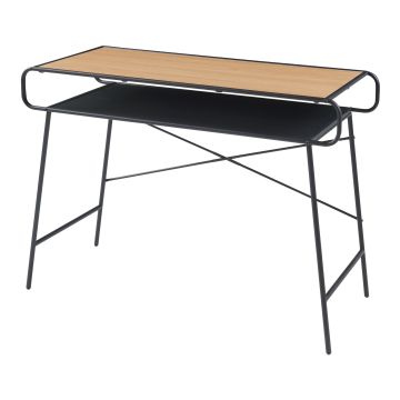 Schreibtisch Krødsherad 76x106x46cm Schwarz/Eiche [en.casa]