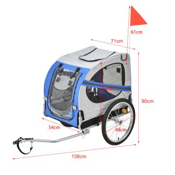 Fahrradanhänger Max 26 kg Hunde Transport Blau pro.tec