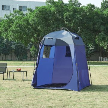 Pop-Up Duschzelt Ayas 150x150x200 cm Blau/Grau [pro.tec]