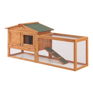 Kaninchenstall Oberursel 68x156x52cm Tannenholz [en.casa]