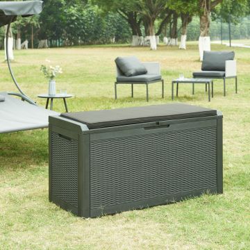 Aufbewahrungsbox Atella 122x54,5x65cm Schwarz, Rattanoptik [casa.pro]