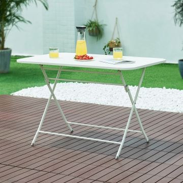 Klapptisch Sande Stahl 110x70x71 cm Weiß [en.casa]