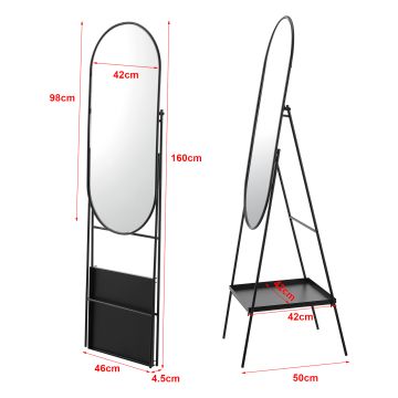 Standspiegel Perano mit Ablage 160 x 46 cm [en.casa]